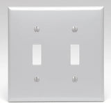 Leviton 2-Gang Toggle Switch Wallplate, Standard Size, Thermoplastic Nylon, 80709-GY, Gray