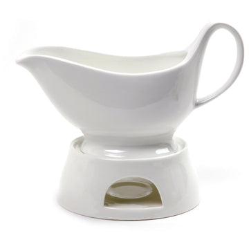 Norpro Porcelain Gravy Server with Candle Warmer, 16 Ounces, White