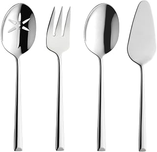 Amefa Metropole Flatware Serving Set, 4-Piece | Hostess Set, Mirror Stainless Steel Finish