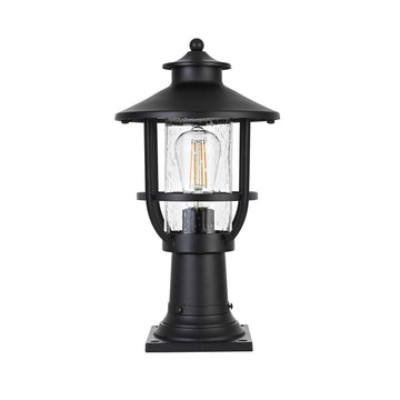 Janney One Light Outdoor Post Mount Black by Lighting Design – 12", Iron, Black, Model OD314P17BK