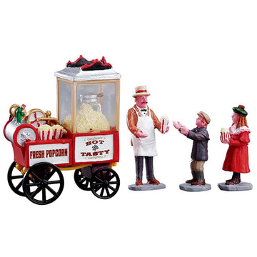 Lemax Christmas Village Popcorn Vendor, Polyresin Figurine, Red 3.2cm