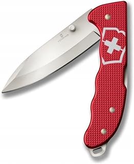 Victorinox Evoke Alox Single Blade Swiss Army Pocket Knife, Red | Durable Alox scales folding knife for EDC, includes a removable carry clip and 4 functions for everyday adventures