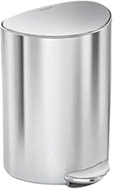 simplehuman Semi-Round Step Can, 6L / 1.6 Gallon Bathroom Trash Can, Liner Pocket®, Sleek Internal Hinge, 150,000-Step Pedal, Lid Shox® Silent Close, Brushed Stainless Steel