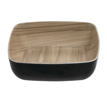 Black Serving Bowl with Light Wood Inside - 6 1/2"L x 6 1/2"W x 2"H by HUBERT – Melamine, Black, Model M2356-BLACK