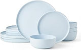 Mikasa Madison Misty Blue Bone China Dinnerware Set, 12-Piece Service for 4, Includes Dinner Plates, Salad Plates and Cereal Bowls, Dishwasher Safe