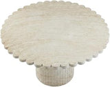 Starlight Canyon Home Washed Travertine Round Dining Table, Indoor Outdoor Concrete Style, Seats 6 Guests, Comfortable Dining Room Furniture