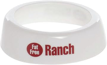 TableCraft CM15 Dispenser ID Collar, "Fat Free Ranch", fits Model Numbers 483 & 484, White Dishwasher Safe, Plastic Collar, Maroon Print, Made in USA, 1 Each