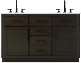 Alden 54" Double Bathroom Vanity in Mocha Brown