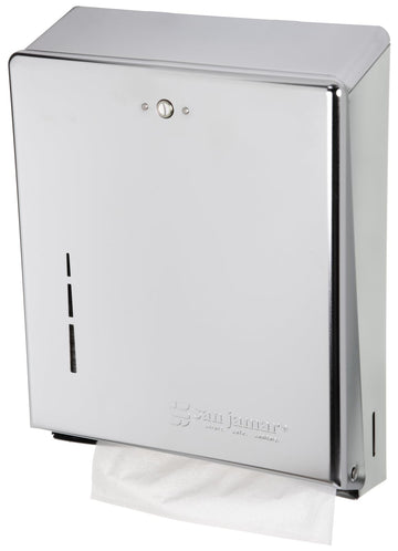 San Jamar C-Fold/Multifold Commercial Towel Dispenser by Carlisle FoodService Products – 14.8" x 11.4" x 4", Stainless Steel, Chrome, Model T1900XC