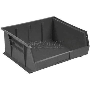 Plastic Stacking Bin 11 x 10-7/8 x by Global Industrial – 10.88"L x 11"W x 5"H, Plastic, Black, Pack of 6, Model GLQUS235BK