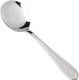 Winco 6 1/2" Stainless Steel Bouillon Spoon, Peacock Collection (Set of 12) | Dishwasher safe, Restaurant service, Great for Soups, Broths, Noodles and Tasting Service