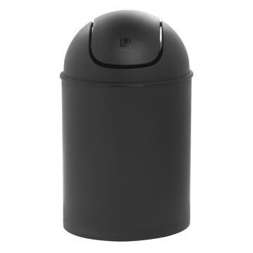 6 qt Black Plastic Countertop Trash Can with Swing Top - 7 1/2"Dia x 12"H by HUBERT – 7.5 inches (Dia.) x 12 inches (H), 6.0 quarts, Plastic, Black