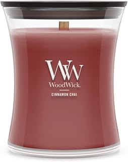 WoodWick Cinnamon Chai Holiday Candle Gifts for Women and Men, 9.7 oz Medium Hourglass Candle with Crackling Wick