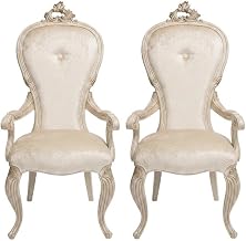 Starlight Canyon Home Beige Dining Arm Chair Set of 2, Elegant Velvet Upholstery, Rubberwood Frame, Comfortable Plush Seat, Contemporary Style for Kitchen and Dining Room