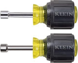 KLEIN TOOLS 610M Tool Set, Made in USA, Magnetic Nut Driver Set with Stubby Nut Driver Sizes 1/4 and 5/16-Inch, Full Hollow Shaft, 2-Piece