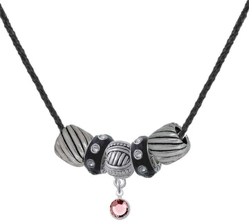Crystal Light Pink Channel Drop Black Beaded Necklace by Delight Jewelry – Crystal, Pink