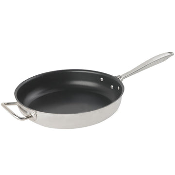 Intrigue Mirror Finish S/S 12 1/2" Fry Pan w/ SteelCoat by Vollrath – 12.5 Inch, 2.0 quarts, Stainless Steel, Silver, Model 47758