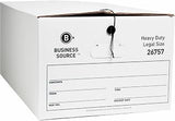 Business Source File Storage Box - Stackable - Medium Duty - External Dimensions: 15" Width x 24" Depth x 10" Height - White - File - 12 / Carton