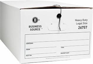 Business Source File Storage Box - Stackable - Medium Duty - External Dimensions: 15" Width x 24" Depth x 10" Height - White - File - 12 / Carton