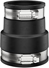 Fernco P1056-150/125 Flexible PVC Pipe Coupling Cast Iron, Plastic or Steel Plumbing Connections, 1-1/2" x 1-1/4", Black