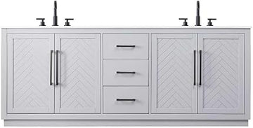 Elegant Kitchen and Bath 84" Double Bathroom Vanity in Grey