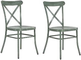 Furnifact Metal Dining Chairs Set of 2 with Cross Back Design, Farmhouse Style Metal Accent Side Chair for Kitchen Table and Dining Room