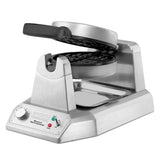 Belgian Waffle Maker with Rotary Feature & 25 Waffles per Hour by Waring – 12.5 x 17.88 x 10.5 inches, Diecast Metal, Silver, Model WW180X