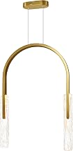 CWI Lighting Curva Integrated LED 22in Brass Chandelier with Handcrafted Glass for Living Room, Kitchen, Bedroom