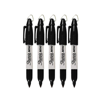 Mini Permanent Markers with Golf Keychain Clips by Sharpie – 1 Count (Pack of 5), Plastic (Body), Felt (Tip), Black, Pack of 5, Model 87658