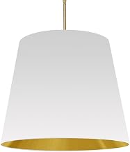 Dainolite 1LT Oversized Drum Pendant Large, WH Shade White/Gold