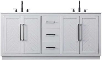 Elegant Kitchen and Bath 72" Double Bathroom Vanity in Grey