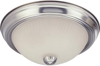 Canarm 13 in. Brushed Nickel Incandescent Flush Mount Ceiling Light Fixture with Frosted Swirl Glass - 1 Each