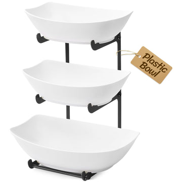 Lifewit 3 Tier Fruit Bowl, Plastic Tiered Serving Tray, Black