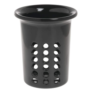 SmartFit Perforated Utensil Cylinder Black Melamine - 4 7/10"Dia x 5 1/2"H by HUBERT – Melamine, Black, Model 25123