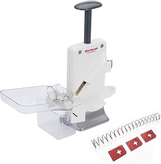 Westmark 406022E6 Cherry Double Corer and Plum Pitter Extra Fast: 2 Cherries at a Time Including 4-Piece Wear Parts Set, Plastic/Stainless Steel/Aluminium, Steinomat, White/Silver