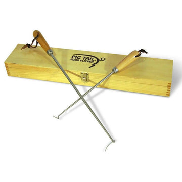 Pig Tail Food Flipper Box Set by Jaccard – One 12" and one 19" in a gift box, Stainless Steel, beige, Pack of 2, Model HYQ-1121-02