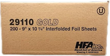 Handi Foil Interfolded Gold Foil Sheet, 8 x 10 inch - 200 per pack - 12 packs per case.