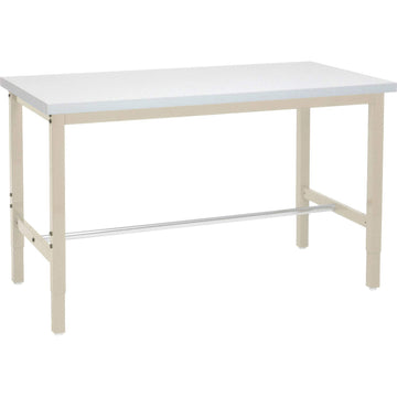 60" W x 30" D Adjustable Height Workbench by Global Industrial – 30"L x 60"W x 4.5"H, Plastic,Steel, Tan, Model 606976TN