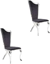 Furnifact Fabric-Upholstered Side Chair with Stainless Steel Legs, Armless Glam Dining Chair for Living Room or Bedroom, Set, Fabric & Stainless Steel, Set of 2