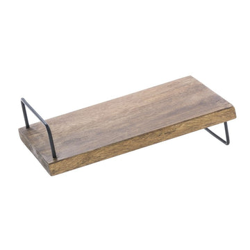 Display Riser Rectangular Mango Wood and Black Iron Slant Riser - 7"L x 12"D x 3"H by HUBERT – Wood, Brown, Model MDA-H712-01