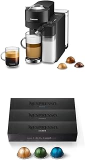 Nespresso Vertuo Lattissima by De'Longhi, Black and Capsules VertuoLine, Medium and Dark Roast Coffee, Variety Pack, Stormio, Odacio, Melozio, 30 Count