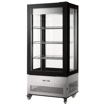 GLASS WALL REFRIGERATOR REFRIGERATED DISPLAY CASE WITH 550 L CAPACITY by Omcan – large, 19.42 cubic_feet, Glass, stainless steel black, Model 44474