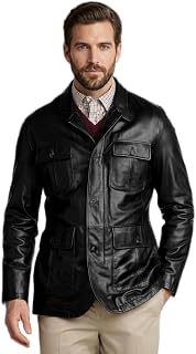 Mens Genuine Lambskin Formal Blazer - Business Decent Classic Button Office Coat