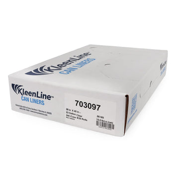 Kleenline 23 Gallon Can Liner – 28" x 45" x 0.9 MIL, Clear, 8 Rolls of 25 Liners | 200/Case