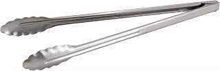 Winco Coiled Spring Heavyweight Stainless Steel Utility Tong, 16-Inch | Dishwasher safe, Heavy-duty, Scalloped edges, Great for Salads, Buffets and Catering