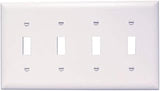 Legrand Pass & Seymour TP4W Trademaster Mid-Size Unbreakable Nylon Wall Plate, 4 Gang, Four Toggle Cover, White (1 Count)