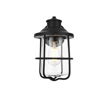 Huxley One Light Outdoor Wall Sconce Black by Lighting Design – 8", Iron, Black, Model OD808W12BK