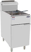 Atosa CookRite ATFS-50-LP 50 lbs Free Standing Floor Fryer with Temperature Control | 4 Cast-Iron Vertical Burner Tubes | 2 Removable Frying Baskets | Stainless Steel, 120,000 BTU, Liquid Propane