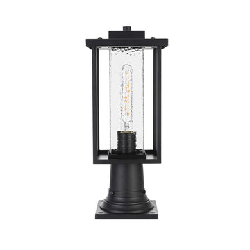 Philip 7" Outdoor Pendant in Black by Elegant Lighting – 7.00" x 17.00" x 7.00", Glass, Black, Model OD307P17BK