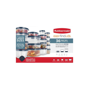 easyfindLids (36 pieces) by Rubbermaid – 5 cups, Plastic, Blue, Pack of 36, Model 2157918